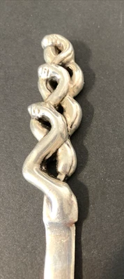 Antique Three Snakes Solid Sterling Silver Letter Opener- 24+g - Unusual - Image 1 of 4