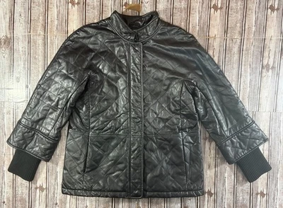 Chaqueta de cuero Isaac Mizrahi X Chevy Malibu puño tejido talla L color negro Foto 1 de 4