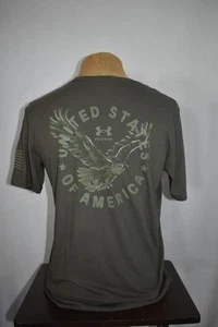 Under Armour Freedom Vintage Eagle Men's T-Shirt Marine OD Green/Khaki NWT - Picture 1 of 4