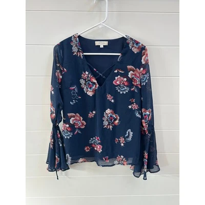 Soulmates фея Bell рукав шифоновое блузка размер средний синий цветочный роман - Изображение 1 из 4