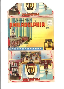 PHILADELPHIA PENNSYLVANIA Postkarte ORDNER Liberty Bell PA 18 Bilder Leinen - Bild 1 von 2
