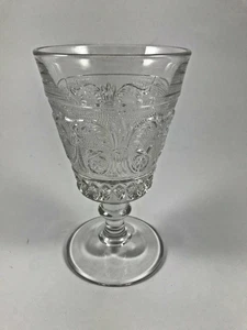 Vtg DUNCAN & MILLER GLASS "SANDWICH" CLEAR WATER GOBLET 5-5/8" Scroll Design 8oz - Picture 1 of 5