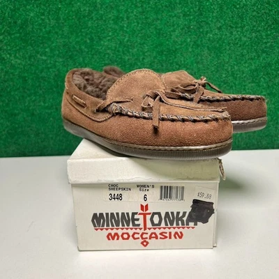 Talla 6 - Mujer, Marrón Gamuza Minnetonka Mocasín Zapatillas #boho #lounge Foto 1 de 4