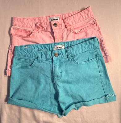 Pantalones Cortos 2 Antiguos Azul Marino Niña Talla 14 Denim Corte Mezcla Algodón Spandex Cintura Ajustable Foto 1 de 4