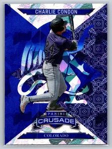 2025 Panini Crusade Baseball - Charlie Condon Blue Cracked Ice Prizm #87 Rockies - Picture 1 of 2
