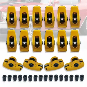 Fit SBC 327 350 400 Aluminum 1.5 Ratio 7/16" Roller Rocker Arms Gold Anodized - Picture 1 of 7