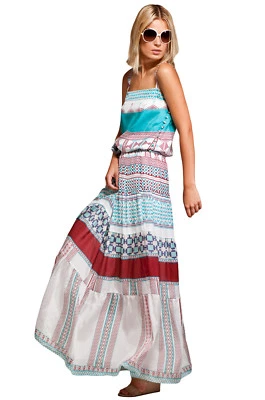 New ISSA London Mumbai Long Tank Dress Silk Heart Print 10 $550 - Image 1 of 4