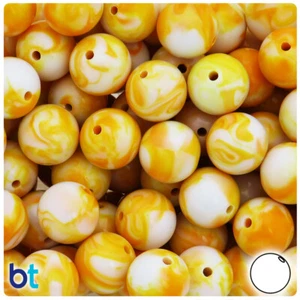 BeadTin Marbled 16mm Round Plastic Craft Beads (25pcs) - Color Choice - Picture 1 of 12
