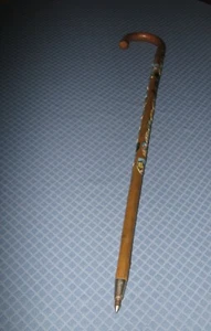 Vintage German Wooden WALKING STICK Cane Hiking Souvenir Tourist 25 Badges 36” - Picture 1 of 9