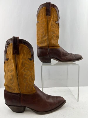 Botas ocidentais femininas J.Chisholm EUA couro marrom camurça biqueira pontiaguda tamanho 10 M - Imagem 1 de 4