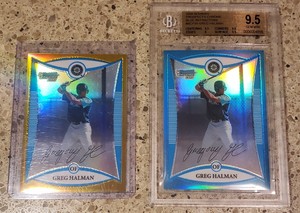 2008 Bowman Chrome Prospects Greg Halman Blue & Gold Refractors BGS 9.5