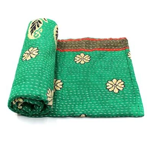 Vintage Kantha Quilt Indische Handarbeit Baumwolle Deko Decke Überwurf e - Bild 1 von 5