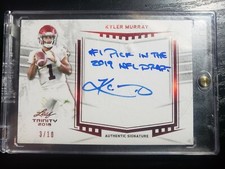 🚨🔥2019 Leaf Trinity Kyler Murray Auto Inscription 3/10 Cardinals RARE! 1/1?