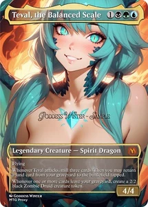 MTG - Teval, the Balanced Scale - Fanart Borderless Style - EDH / Playtest - Picture 1 of 3
