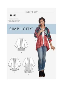 Chaqueta kimono de moda para mujer Simplicity 8172 patrón tallas XXS - XXL - Imagen 1 de 3