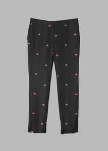 Mulberry Black Floral Jacquard Slim Trousers | UK 12 - Picture 1 of 8