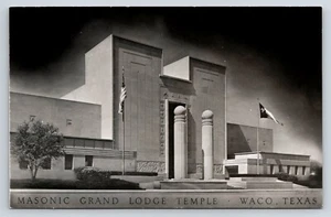 Postkarte Waco, Texas, Freimaurer Großloge Tempel USA Flagge Antike Freimaurerei  - Bild 1 von 2