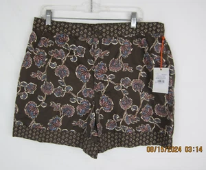 Knox Rose Women's Brown Floral Print Shorts XL - Picture 1 of 15
