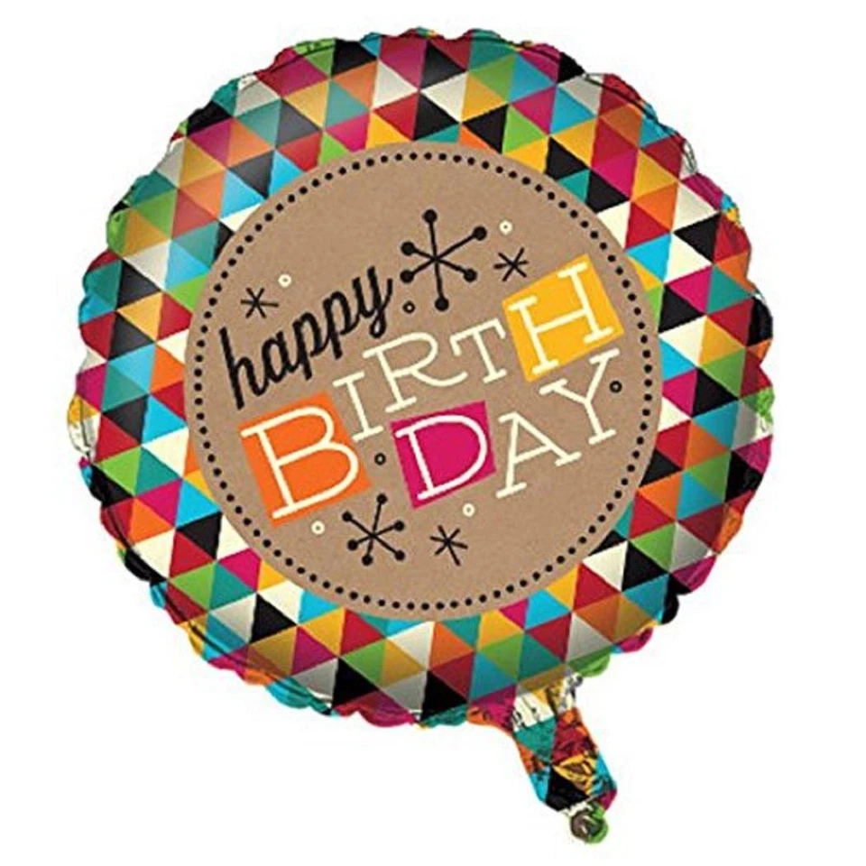 Birthday Kraft Modern Confetti Birthday Party Decoration 18" Mylar Balloon - Image 1 of 1