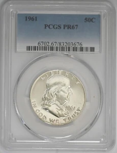 1961 Franklin Silver Half Dollar 50C Grade PCGS PF 67 - Imagen 1 de 3