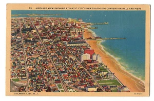 Postal Usada Muy Fina 1941 Vista de Avión Mostrando Atlantic City Nueva Jersey - Imagen 1 de 2