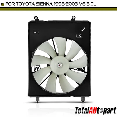 Ventilador de radiador único con conjunto de cubierta para Toyota Sienna 1998-2003 V6 3,0 L izquierdo Foto 1 de 4