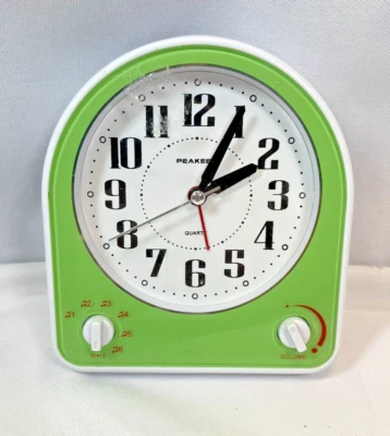 Analog Alarm Clock Non-Ticking Silent, Optional 7 Wake-up Sounds  -Green - Image 1 of 3