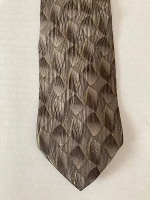 Cambridge Classics Men's Necktie Tie Silk Bronze Gray Geometric Made in USA - Image 1 of 4