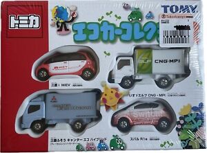 TOMY TOMICA 4-CAR SET GREEN VEHICLES ISUZU CNG.MPI/I MiEV/FUSO/SUBARU R1e RARE!