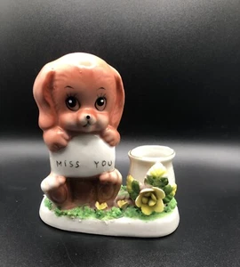 Anthromorphic Miss You Puppy Planter Matchstick Dog Planter Vintage - Picture 1 of 5