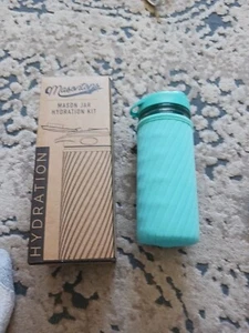 Masontops Mason Jar Hydration Kit Glass Water Bottle NIB Turquoise Fabfitfun - Picture 1 of 1