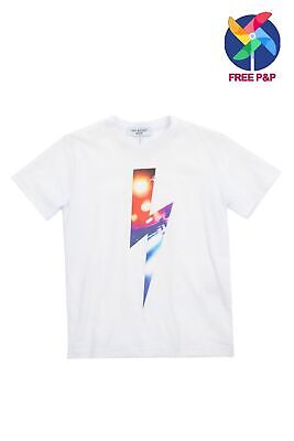 NEIL BARRETT T-Shirt Top Size 10Y Coated Lightning Bolt Crew Neck Made In Italy • 7.95€