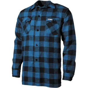 Fox Outdoor Lumberjack Shirt Flannel Mens Long Sleeve Work Blue Black Checkered - Picture 1 of 7