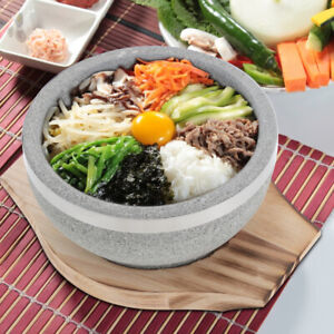  Wood Stone Bowl Korean Ceramic Casserole Stew Pot with Tray