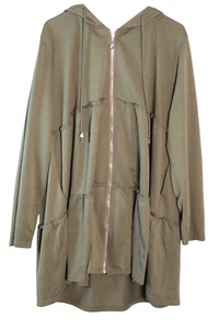 Grace Karin Women's Long Hoodie Zip up Tunic Sweatshirt 2XL Green Y2K Streetwear - Picture 1 of 8