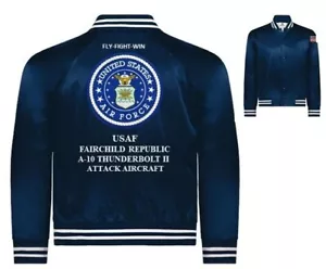 FAIRCHILD REPUBLIC A-10 THUNDERBOLT II*USAF*EMBROIDERED SATIN JACKET(BACK ONLY) - Picture 1 of 6