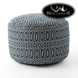 Modern beautiful POUFFE CYLINDER for sitting 50x50x50 cm black / light grey BOHO - Picture 1 of 6