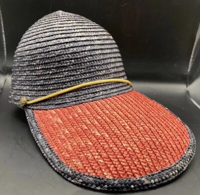 Henan Mulong Straw Products Designer Sun Hat Blue Red Rope Women’s Baseball Cap - Image 1 of 4