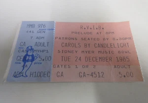Carols by Candlelight Concert Ticket - Sidney Myer Music Bowl - Melbourne - 1985 - Foto 1 di 6