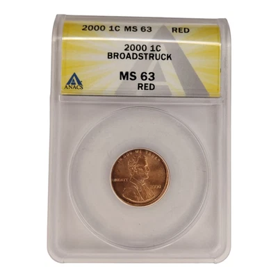 2000 Broadstruck Lincoln Cent ANACS MS63 Red 14B31 - Image 1 of 2