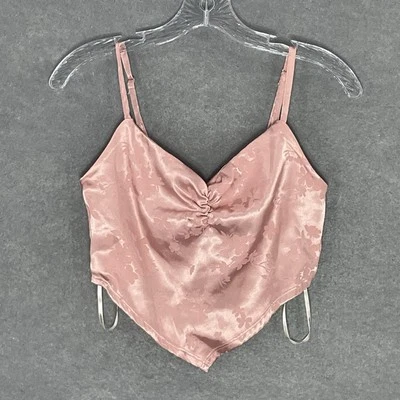 Camiseta sin mangas Forever 21 para mujer talla S rosa floral satinado pañuelo calado cami Foto 1 de 4