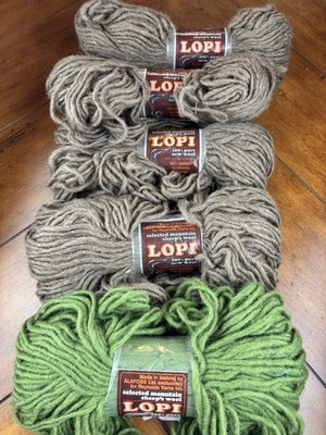 LOPI Pure New Wool ICELAND Vintage Reynolds LOT59 Yarn5 Skeins 4 Chestnut, 1Sage - Image 1 of 4