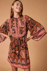 Nine Lives Bazaar Nevada Tunic Mini Dress Size 16 NWT $235 Flare Sleeve 70's - Picture 1 of 11