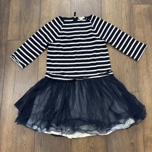 J. Crew CrewCuts Navy Striped Dress with Tulle Skirt, Size 10 - Picture 1 of 6