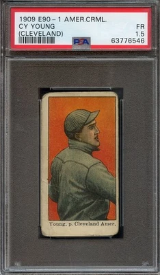 1909 E90-1 American Caramel Cy Young PSA 1.5 Tough Total Pop 29 Salón de la fama Cleveland Foto 1 de 2