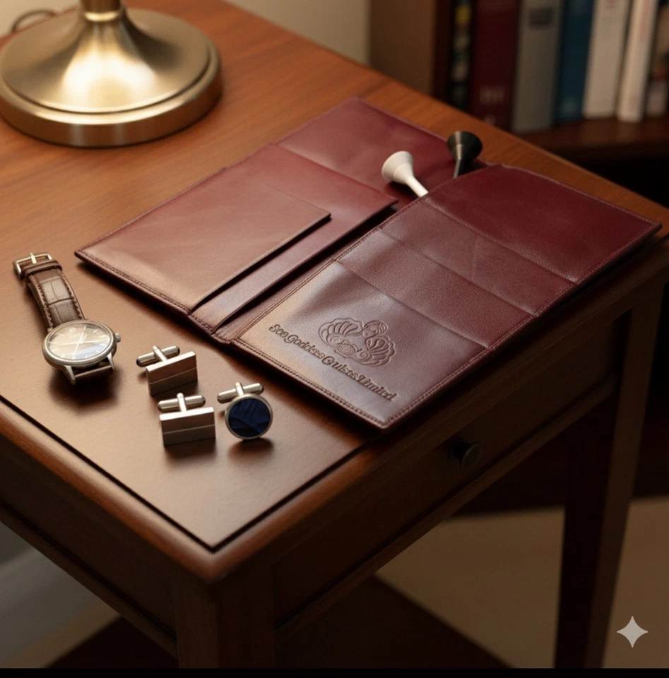 Vintage Burgundy Leather Card Holder Memorabilia Nostalgia Medium Wallet - Bild 1 von 4