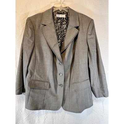 Tahari Arthur S. Levine Gray Blazer 22W Snake Lined Career Jacket Stretch - Image 1 of 4
