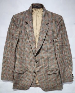Chaps Ralph Lauren Vintage Tweed Blazer Men's 38R* Wool Plaid Leather Buttons  - Picture 1 of 12