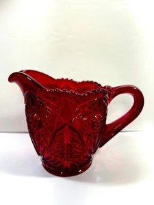 Vtintage Ruby Red Viking Glass Hobstar Creamer - Picture 1 of 7