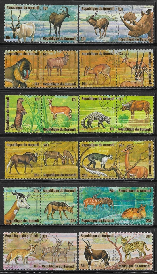 Burundi África Animales Salvajes Correo Aéreo Lote de 24 Estampillas Colección País Usado Foto 1 de 1